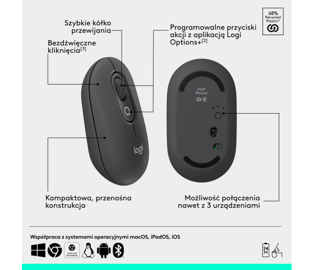 LOGITECH POP ICON Mouse grafit 910-007412 - 1276199 - zdjęcie 11